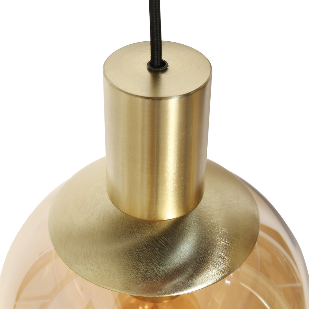 Suspension en verre ambré et laiton à globes multiples ajustables – Ø60 cm