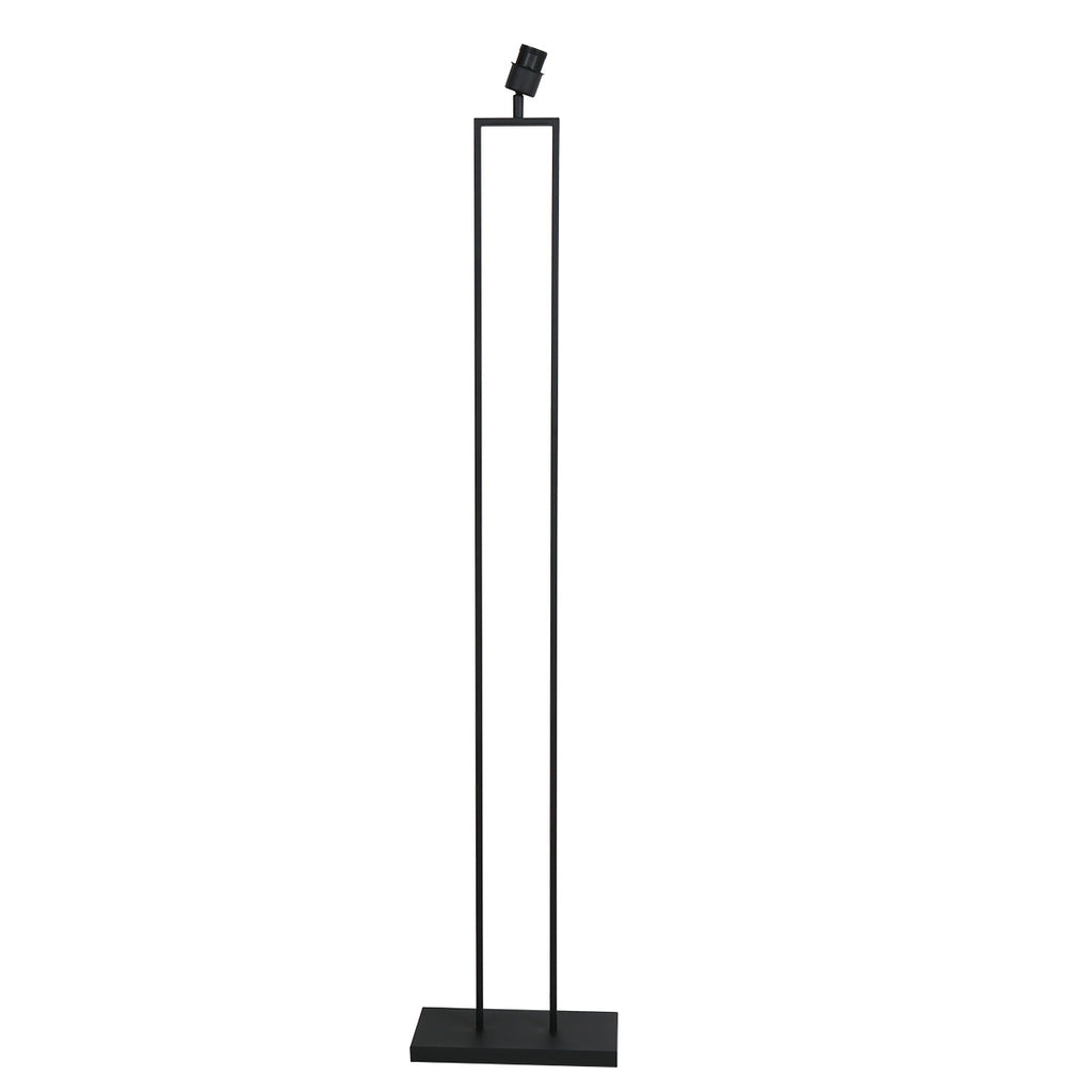 Lampadaire métal noir abat-jour tissu cylindrique noir doré – H160 cm