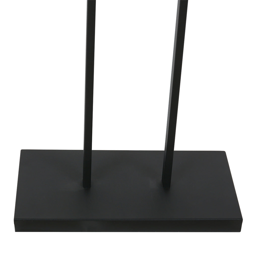 Lampadaire métal noir abat-jour tissu cylindrique noir doré – H160 cm
