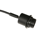 Lampadaire arqué en métal noir abat-jours bois clair – H200 cm