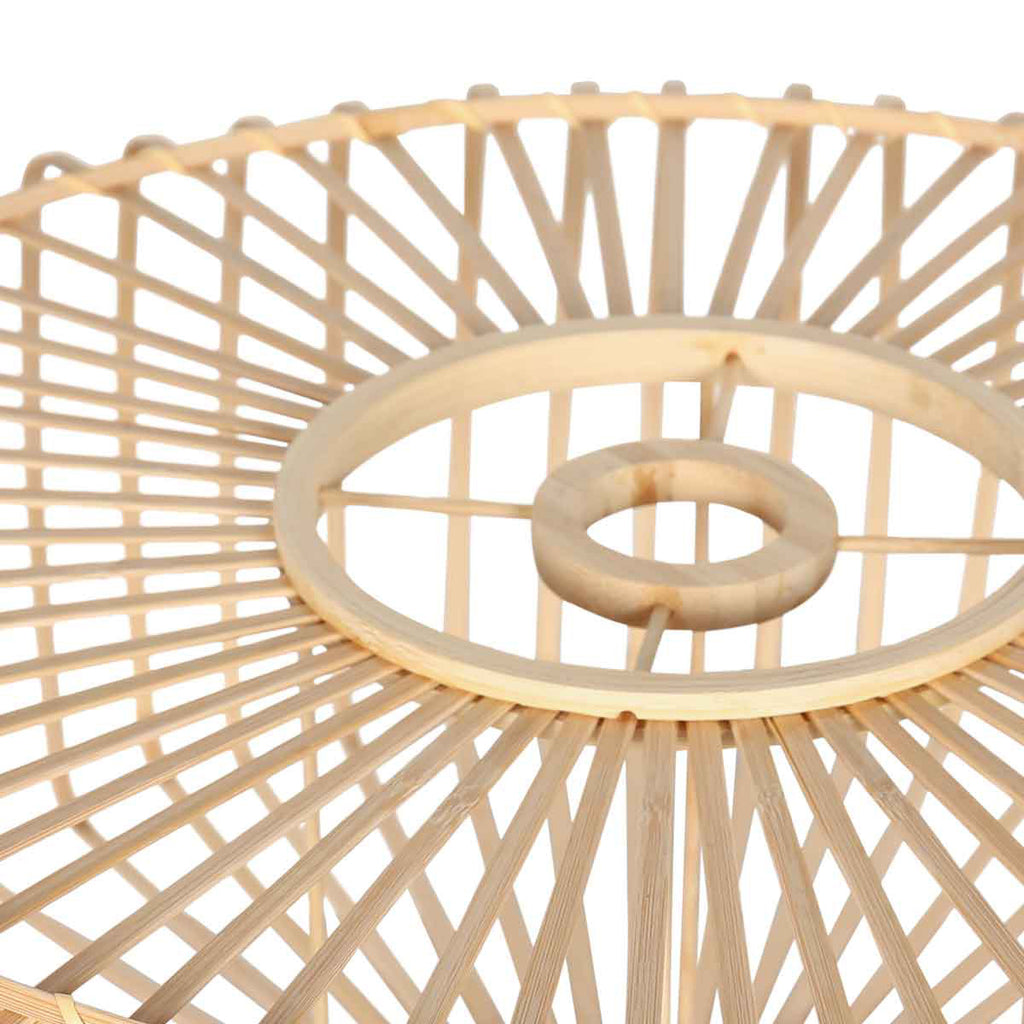 Suspension en rotin naturel ajouré et métal noir – Ø40 cm