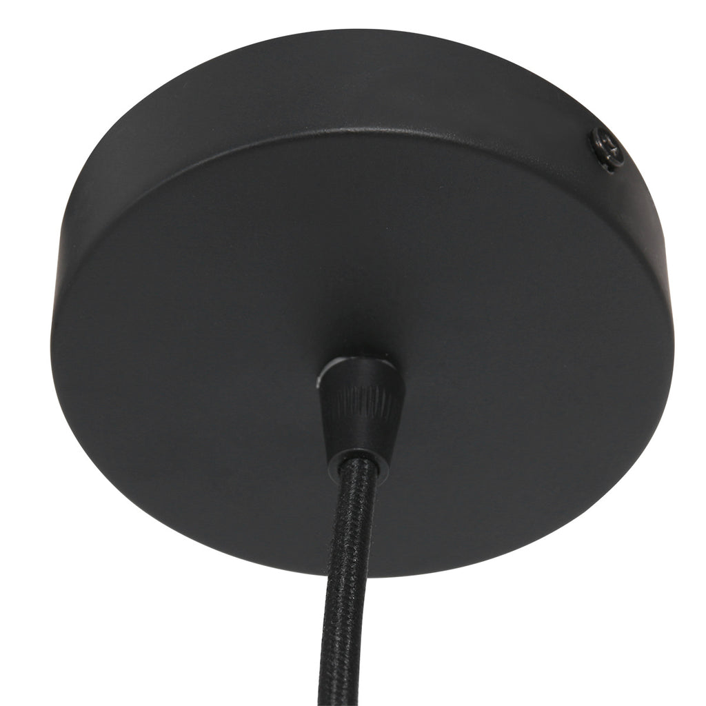 Suspension en rotin naturel ajouré et métal noir – Ø40 cm
