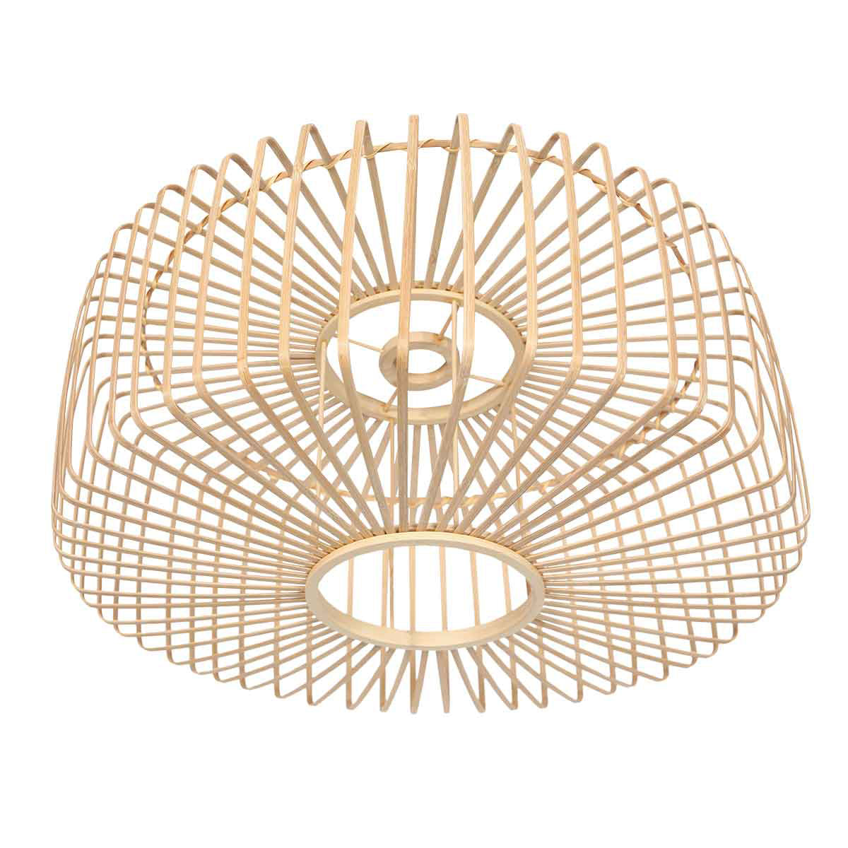 Applique murale bambou et métal noir avec bras pivotant – Ø30 cm