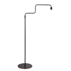 Lampadaire en métal noir avec bras courbé et abat-jour cylindrique – H165 cm