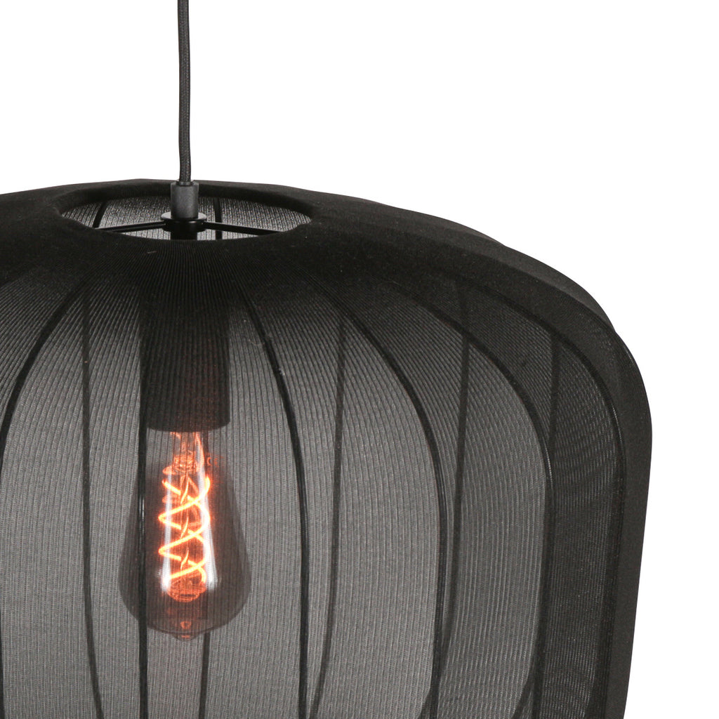 Suspension en lin noir avec ampoule visible – Ø55 cm