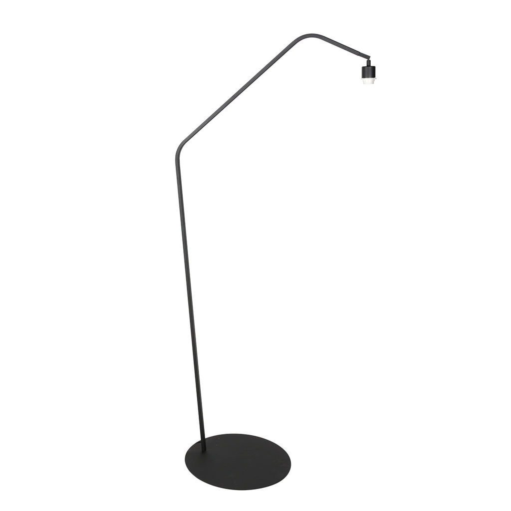Lampadaire en métal noir avec abat-jour naturel tressé – H173 cm