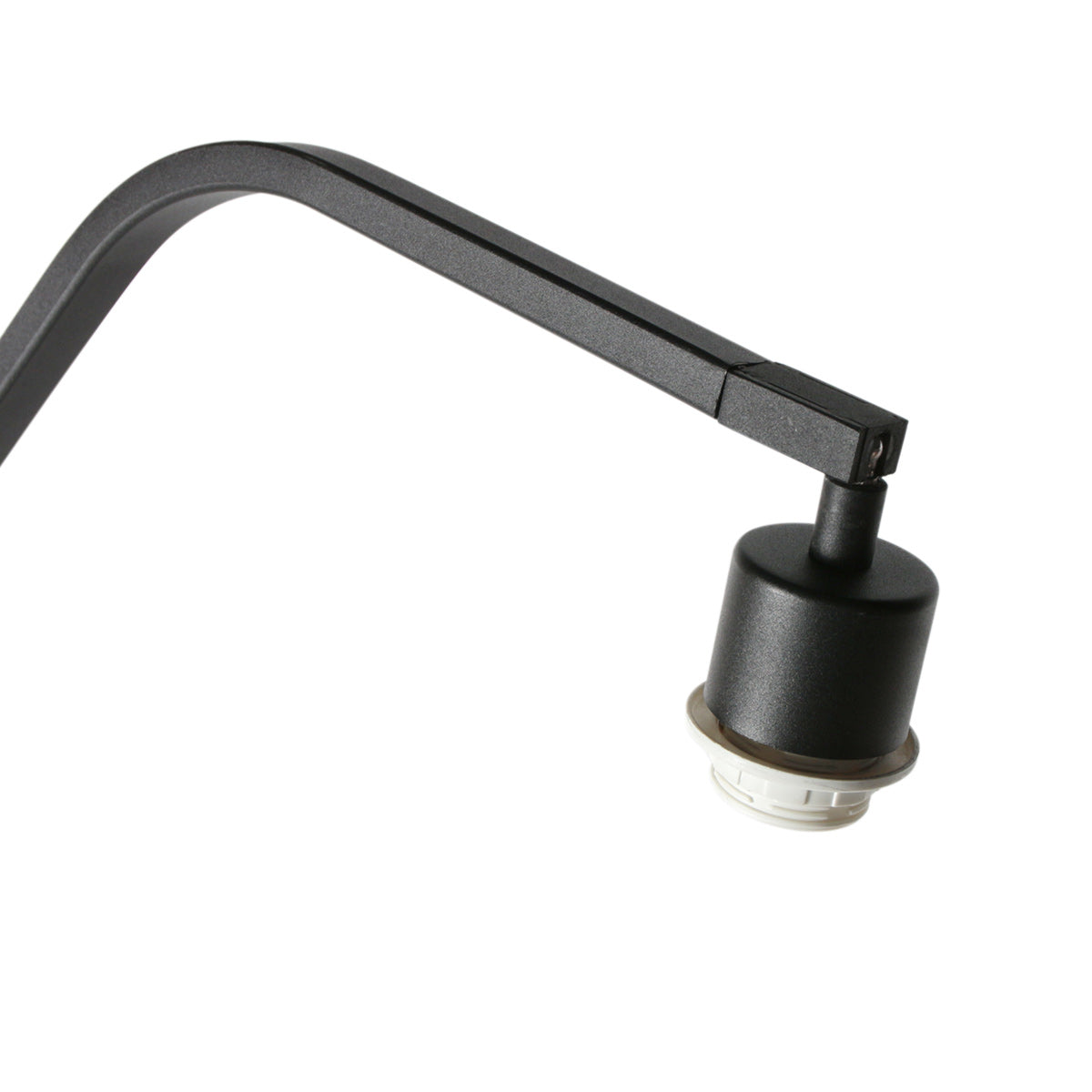 Lampadaire en métal noir bras coudé et abat-jour blanc – H173 cm