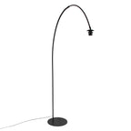 Lampadaire arc en métal noir abat-jour fibres naturelles – H210 cm