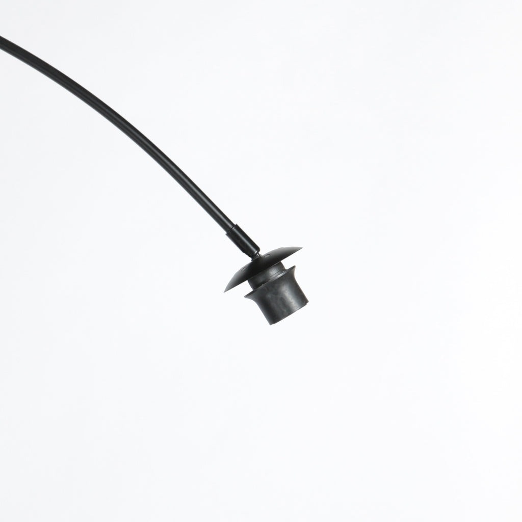 Lampadaire arc en métal noir abat-jour fibres naturelles – H210 cm