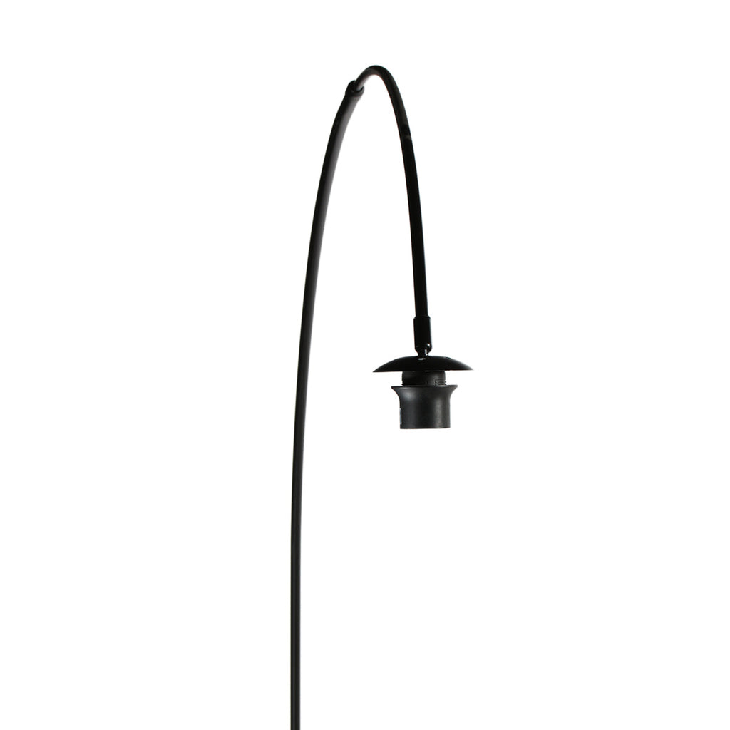 Lampadaire arc en métal noir abat-jour fibres naturelles – H210 cm