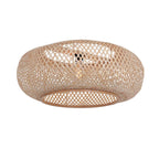 Lampadaire en métal noir avec abat-jour en rotin tressé naturel – H190 cm