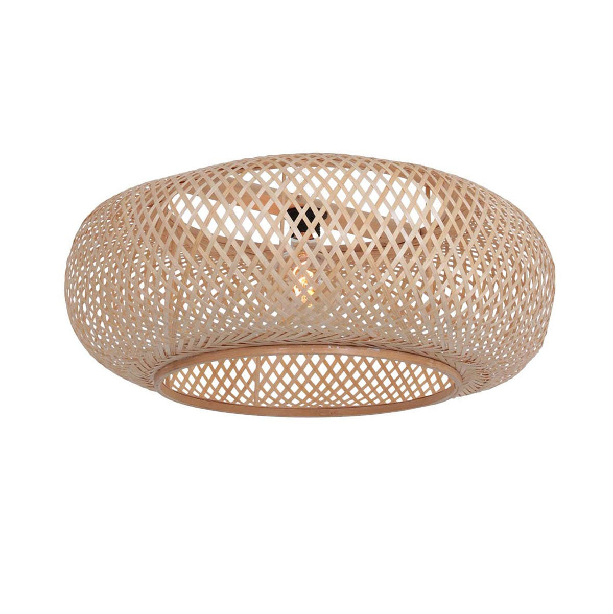 Lampadaire en métal noir avec abat-jour en rotin tressé naturel – H190 cm