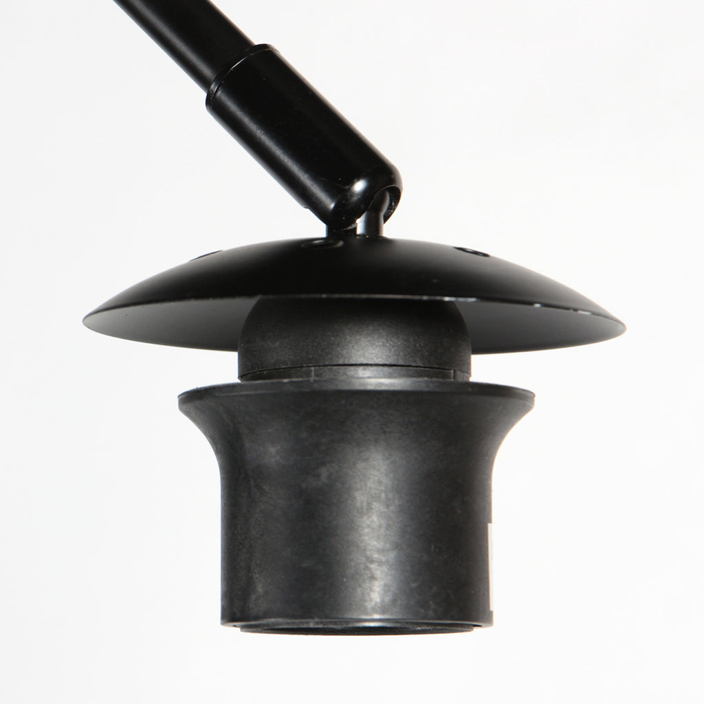 Lampadaire arqué en métal noir abat-jour rotin naturel – H193 cm