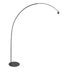 Lampadaire arqué en métal noir abat-jour rotin naturel – H193 cm