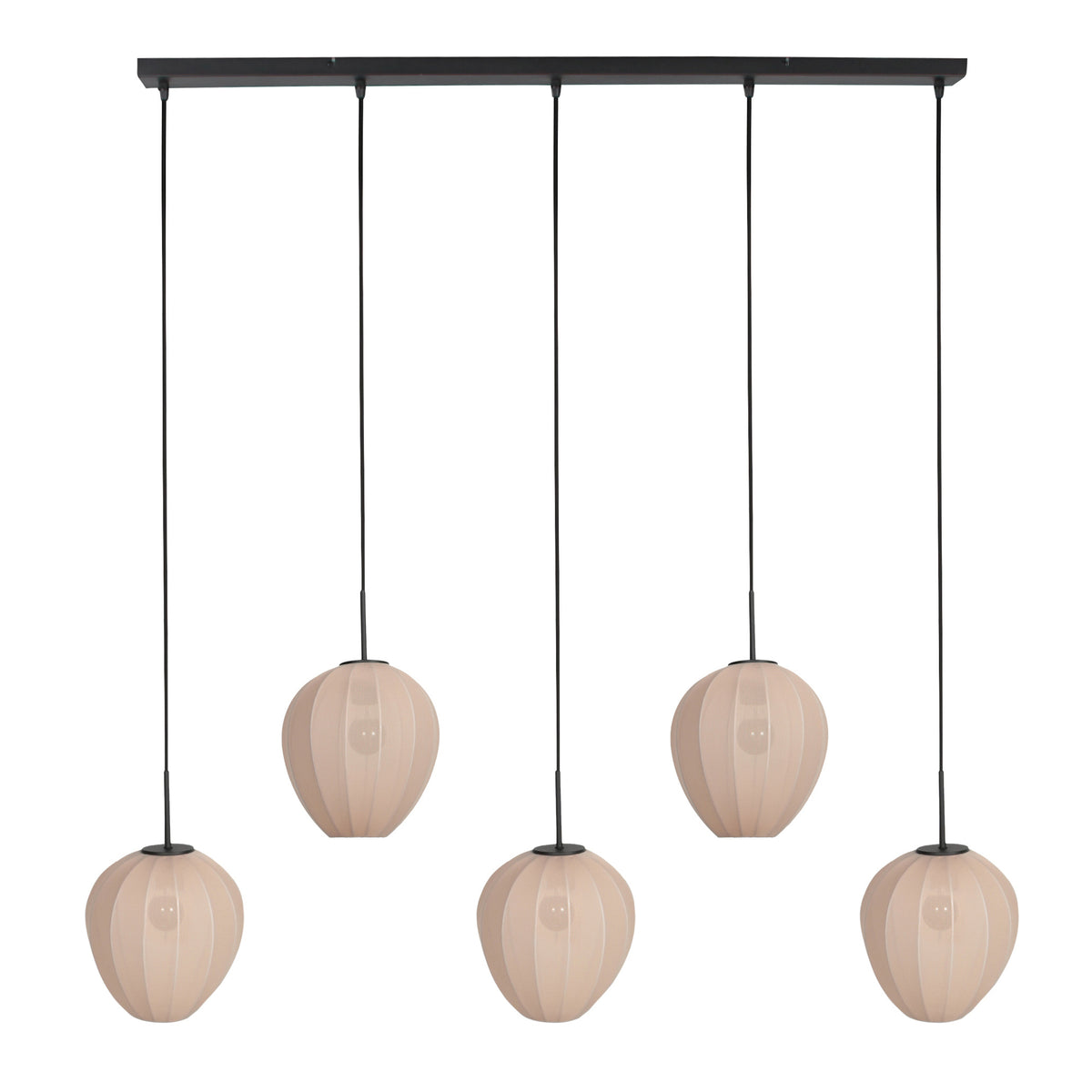 Suspension noire avec 5 abat-jours crème en ligne – 110x25 cm