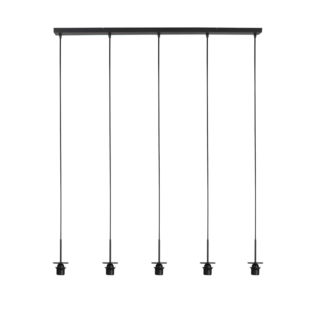 Suspension noire avec 5 abat-jours crème en ligne – 110x25 cm