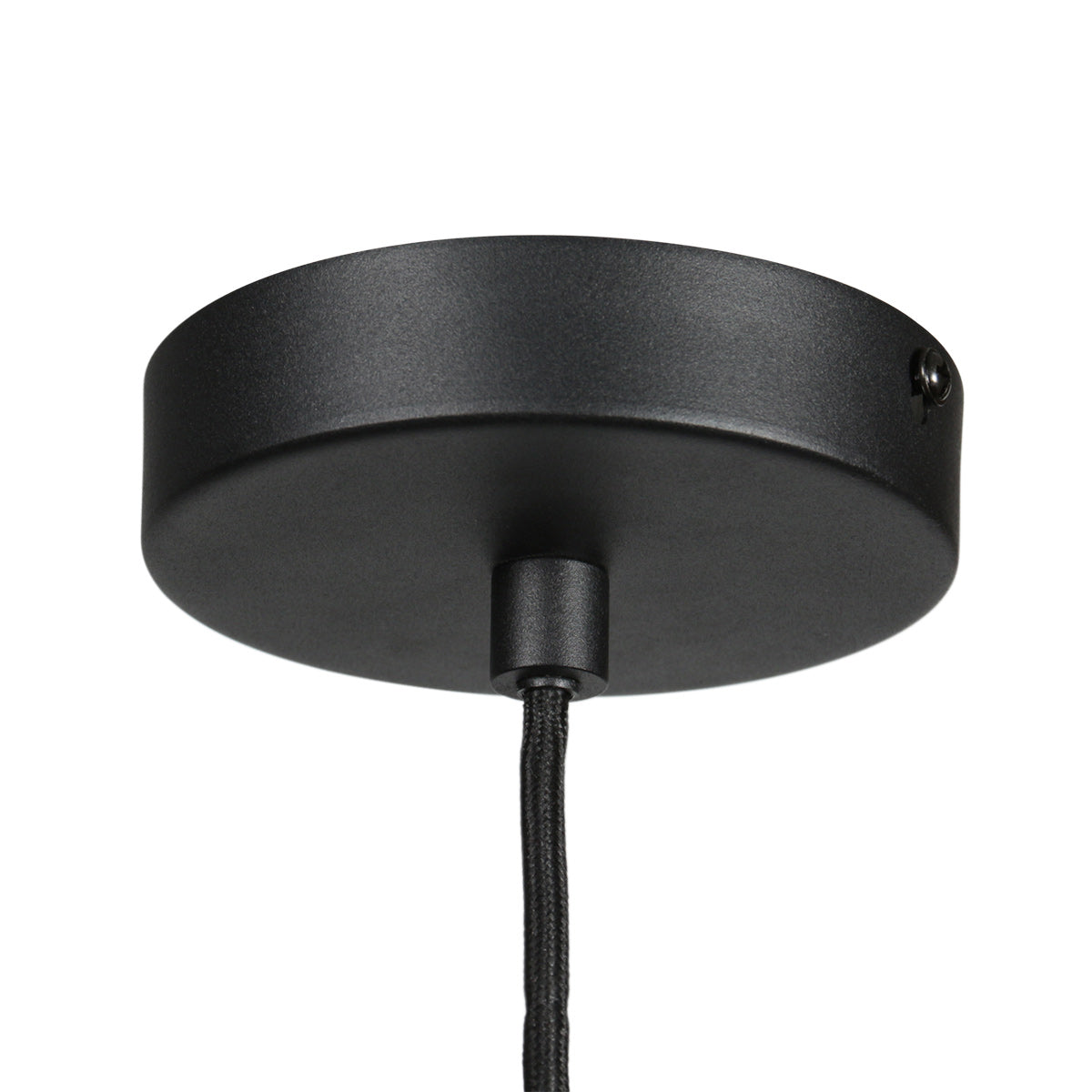 Suspension en lin crème forme goutte sur câble noir – Ø25 cm