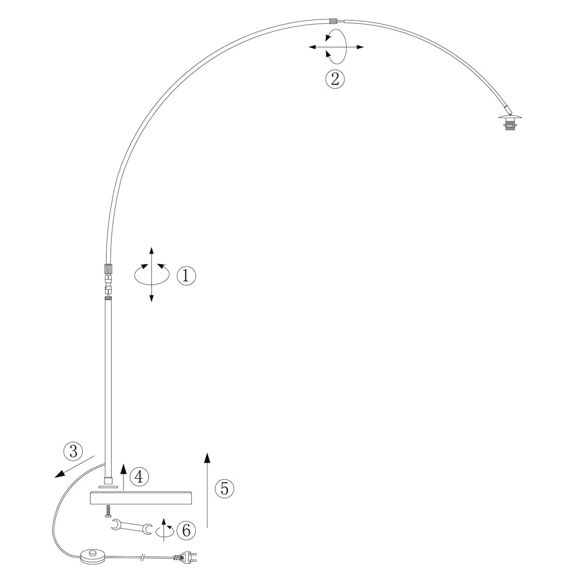 Lampadaire arc en métal doré abat-jour tressé naturel – H240 cm