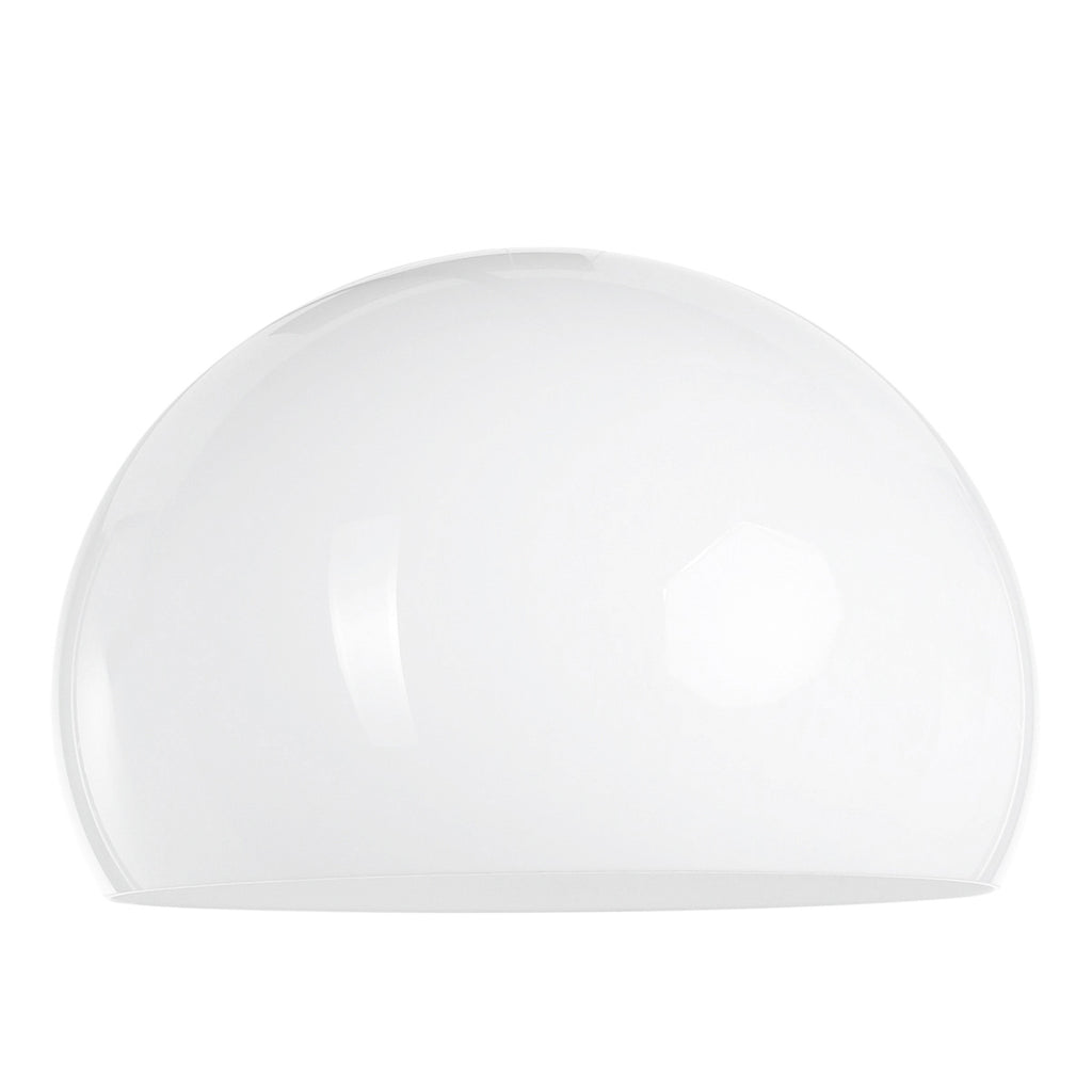 Lampadaire arc métal crème avec abat-jour blanc opalin – H240 cm