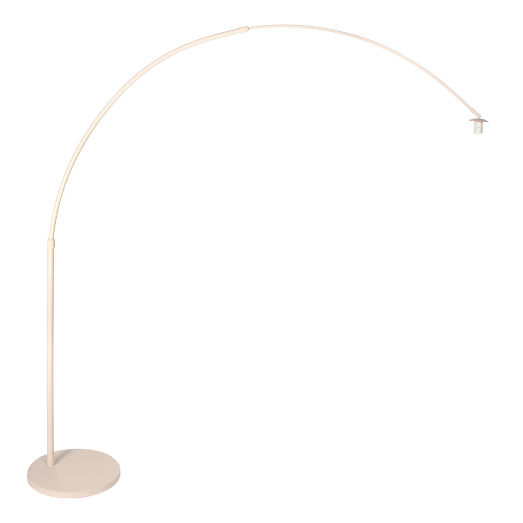 Lampadaire arc métal crème avec abat-jour blanc opalin – H240 cm