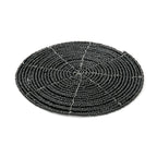Dessous de verre rond en perles noires motif spirale
