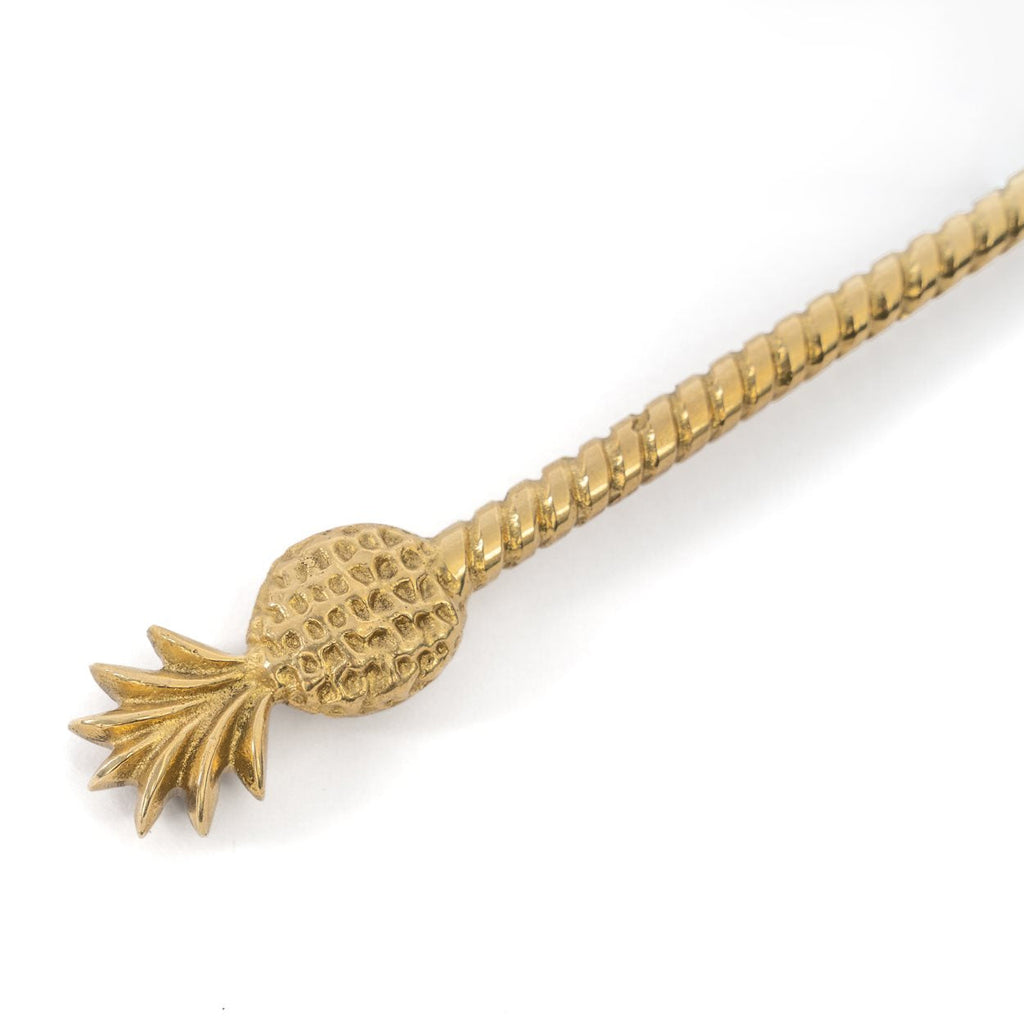 Fourchette de service en laiton doré avec manche ananas