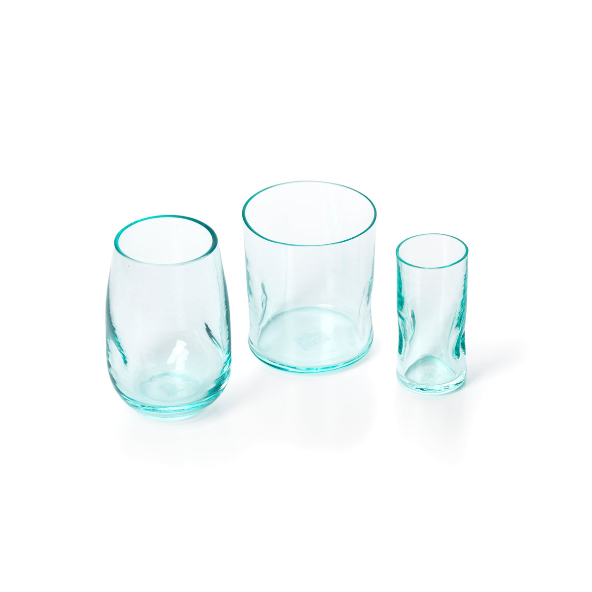 Verre en verre recyclé transparent – Finition bleu clair – H11 cm
