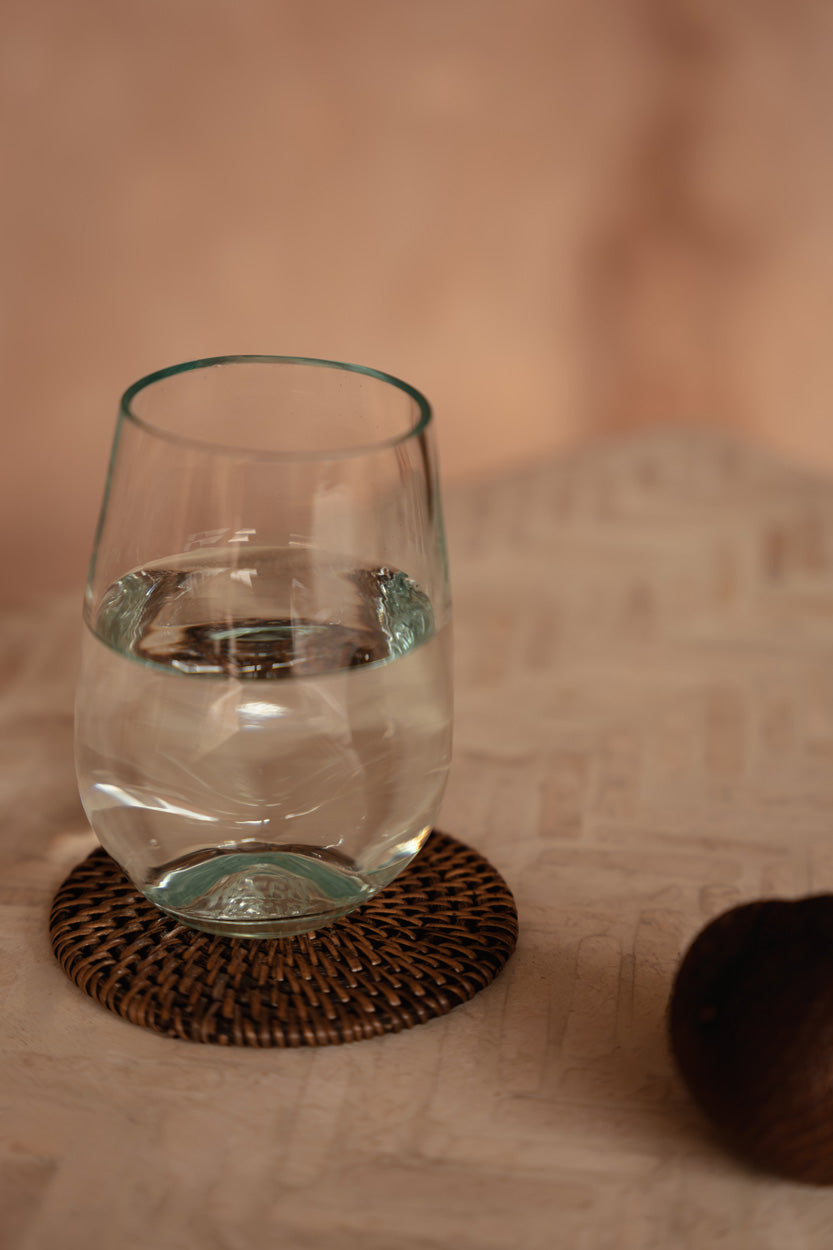 Verre en verre recyclé transparent – Finition bleu clair – H11 cm
