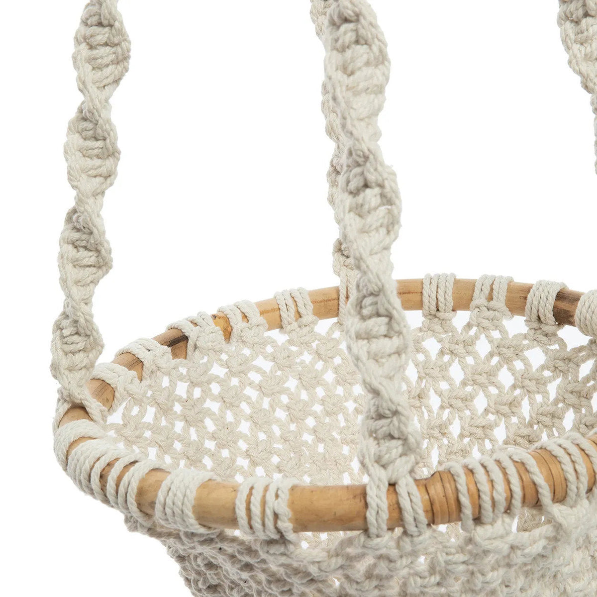 Suspension murale macramé torsadé coton blanc naturel – H135 cm