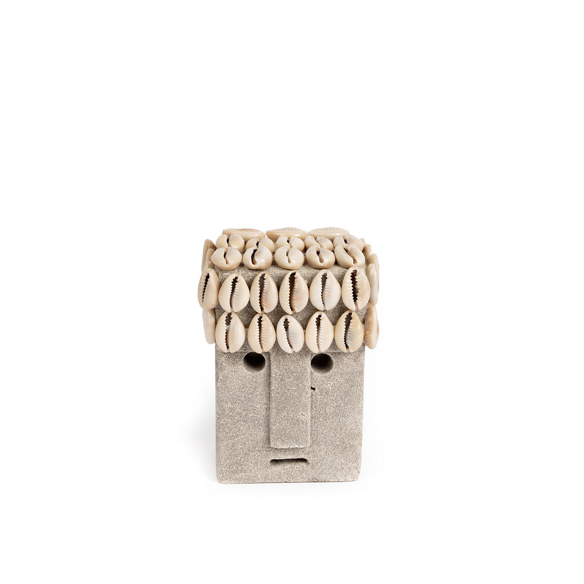 Statue décorative en grès visage coquillages – 11x7 cm