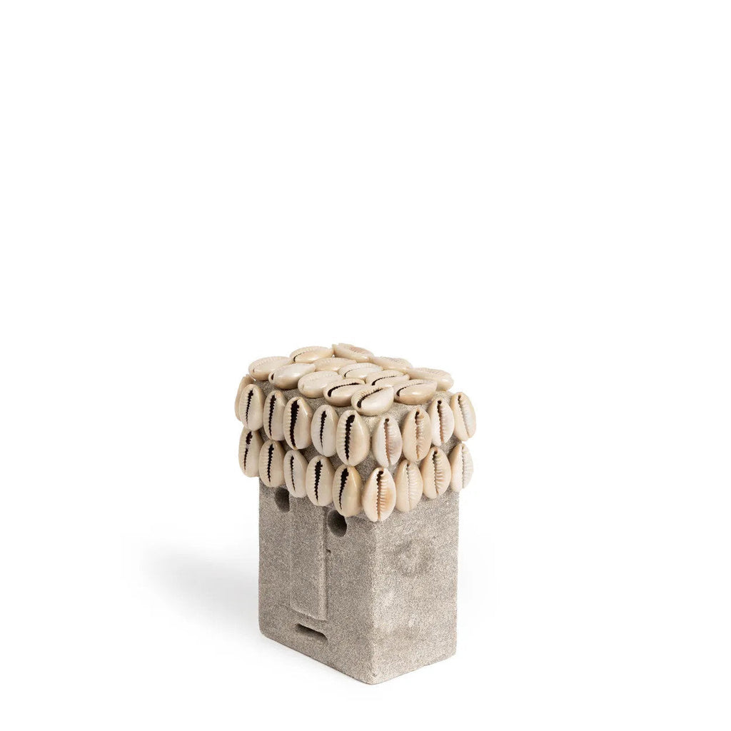 Statue décorative en grès visage coquillages – 11x7 cm