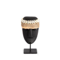 Statue décorative Sumba noire en grès et coquillages – 16 cm