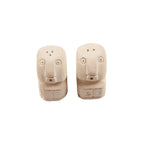 Duo salière poivrière en grès naturel forme totem 7 cm