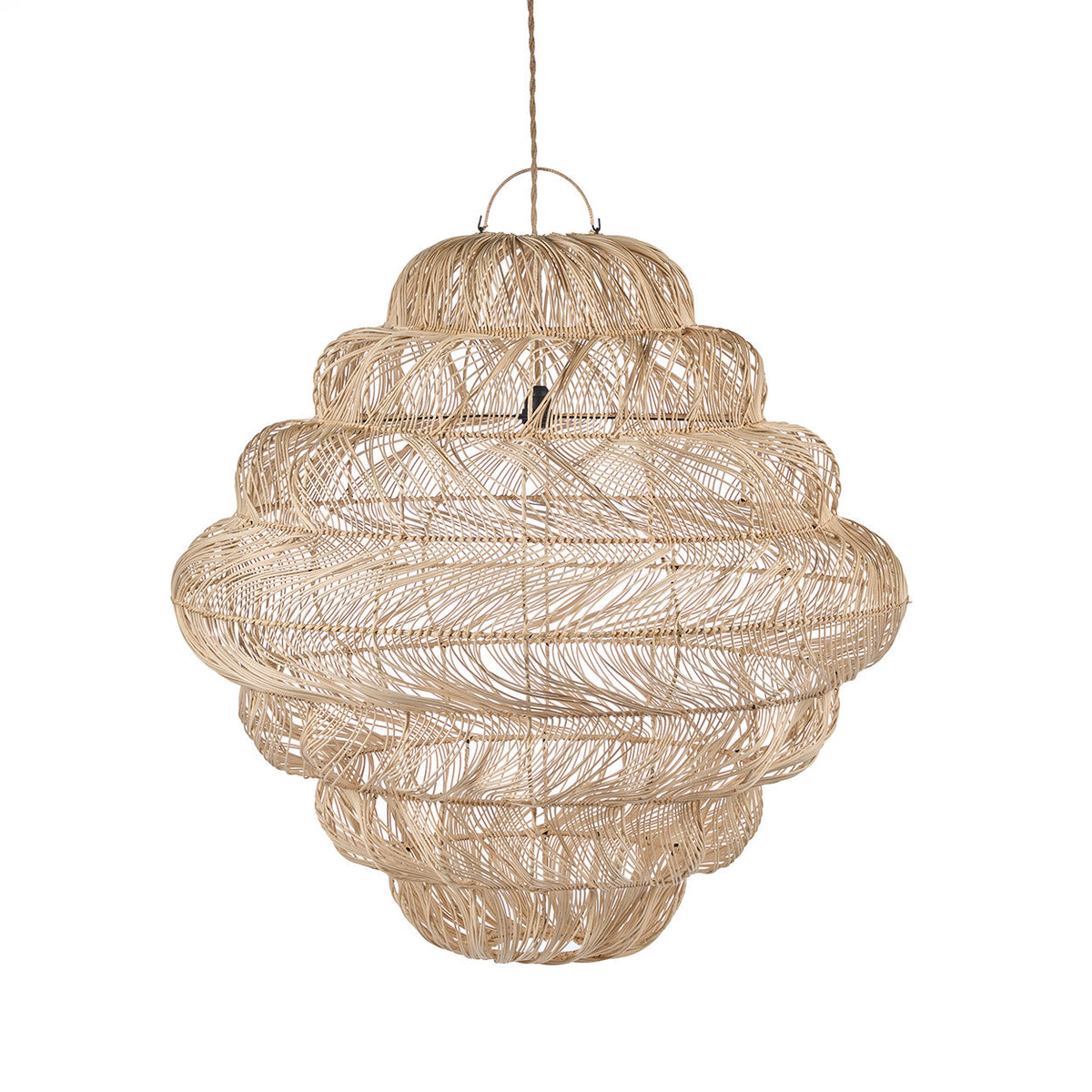 Suspension rotin naturel ajouré forme nuage – Ø102 cm