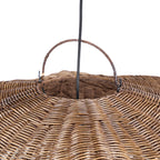 Hängeleuchte aus Rattan in Dunkelnuss mit gewellter Kuppel – Ø103 cm