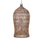 Suspension bambou tressé brun lampe de salon – Ø60 cm