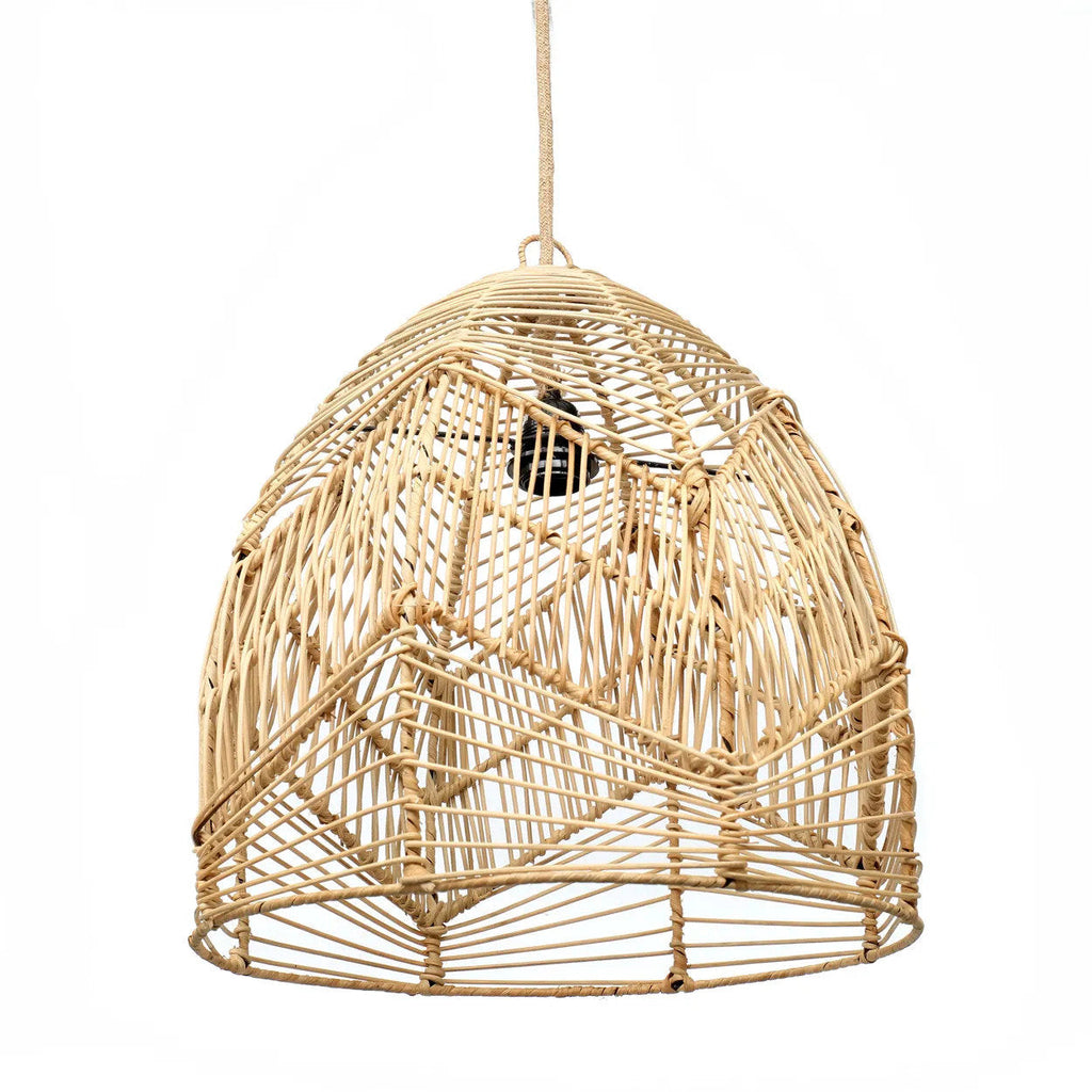 Kuppel-Hängeleuchte aus geflochtenem Naturrattan – Ø40 cm