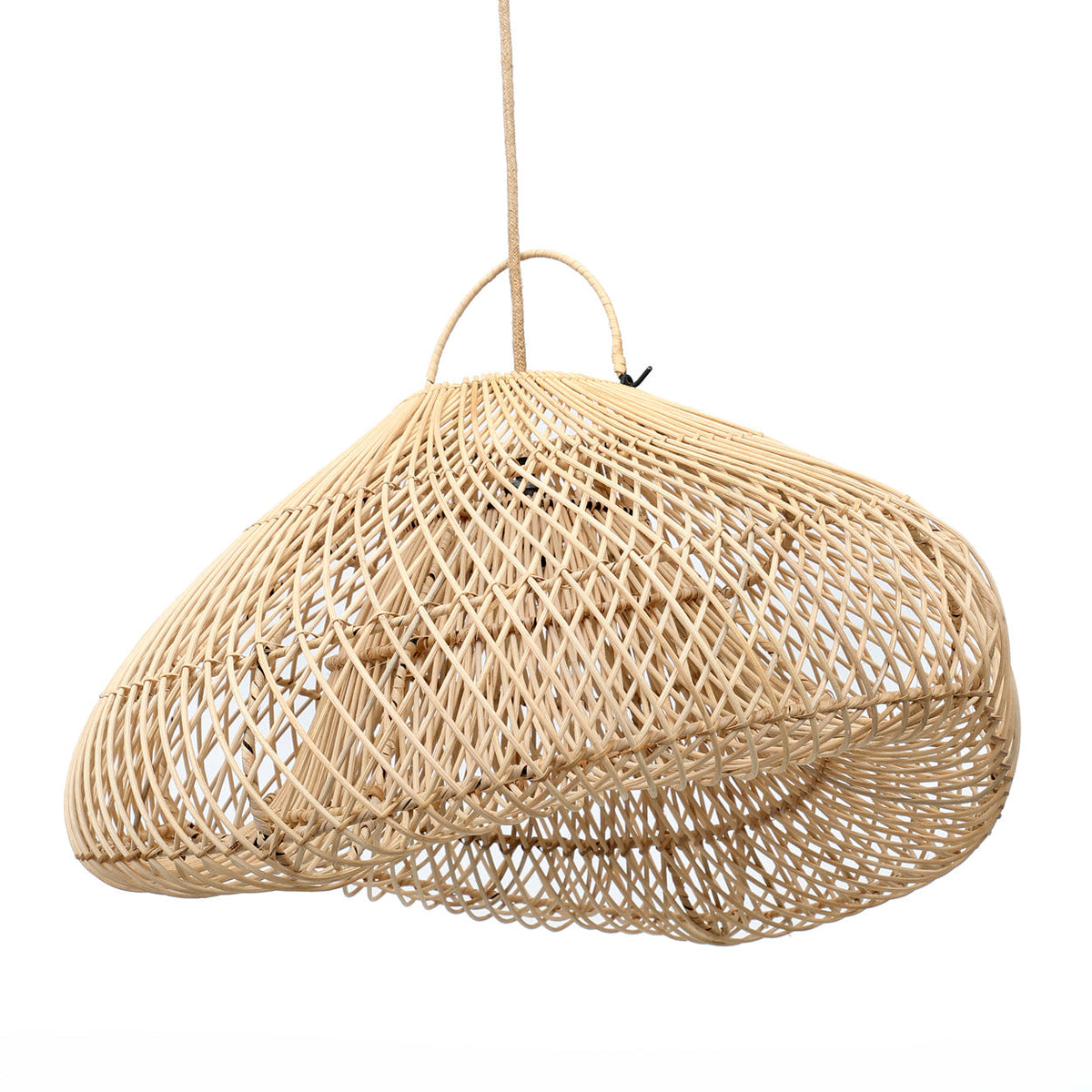 Suspension en rotin ajouré forme ondulée naturel – Ø50 cm