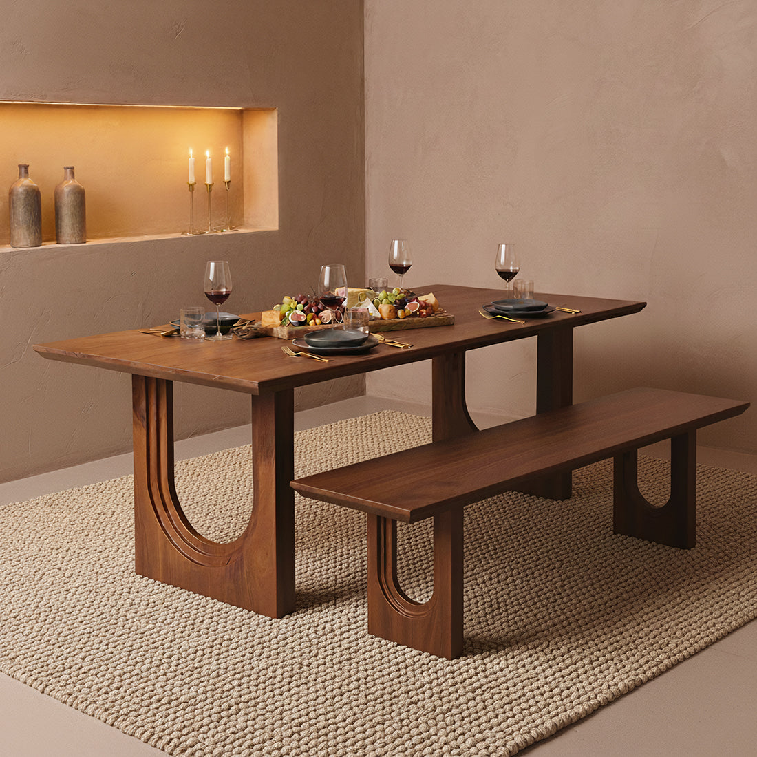 Banc en bois de manguier brun pour salle à manger – 180 cm