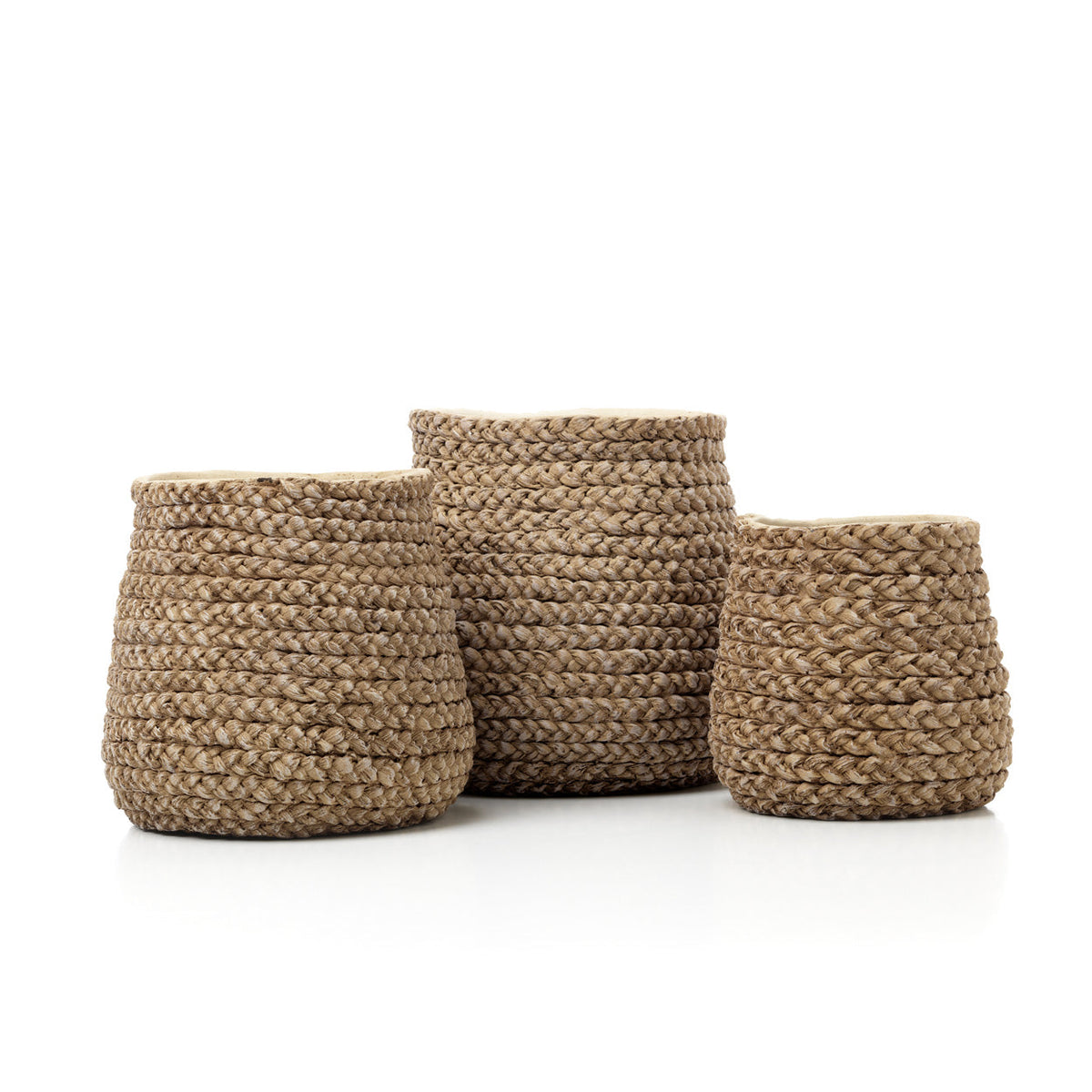 Cache-pot en béton tressé beige pour plantes – 26x25 cm