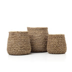 Cache-pot conique fibre naturelle tressée pour plantes petites