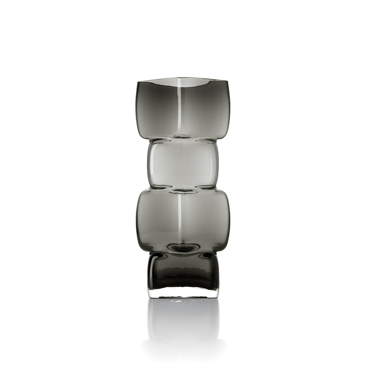 Vase décoratif en verre fumé forme totem gris foncé – H30 cm