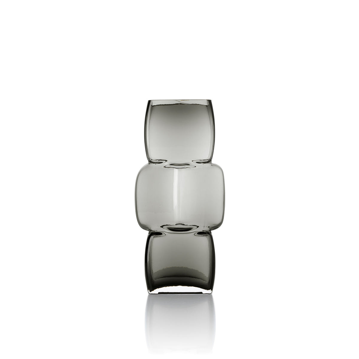 Vase décoratif en verre fumé forme totem gris foncé – H27 cm