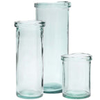 Vase en verre recyclé vert aqua col ondulé – H28 cm