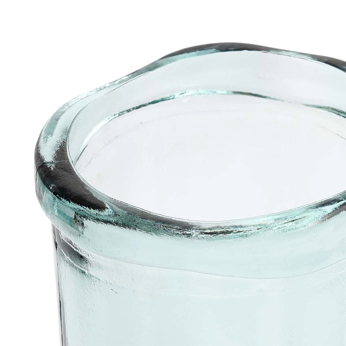Vase en verre recyclé vert aqua col ondulé – H28 cm