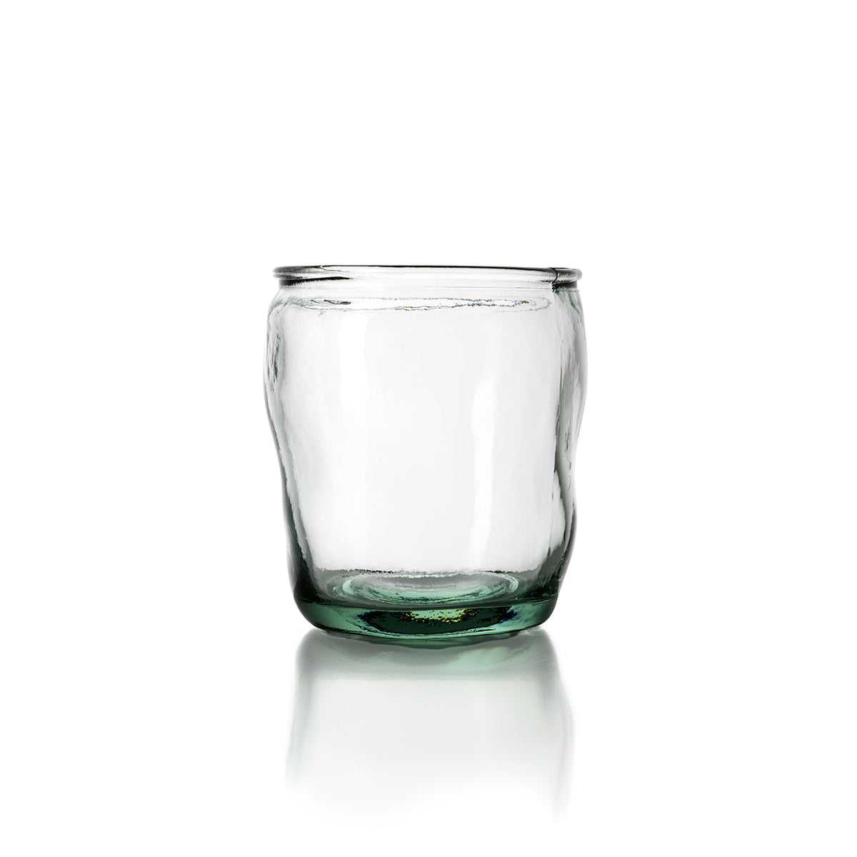 Verre cylindrique bleu en verre recyclé – H10,5 cm