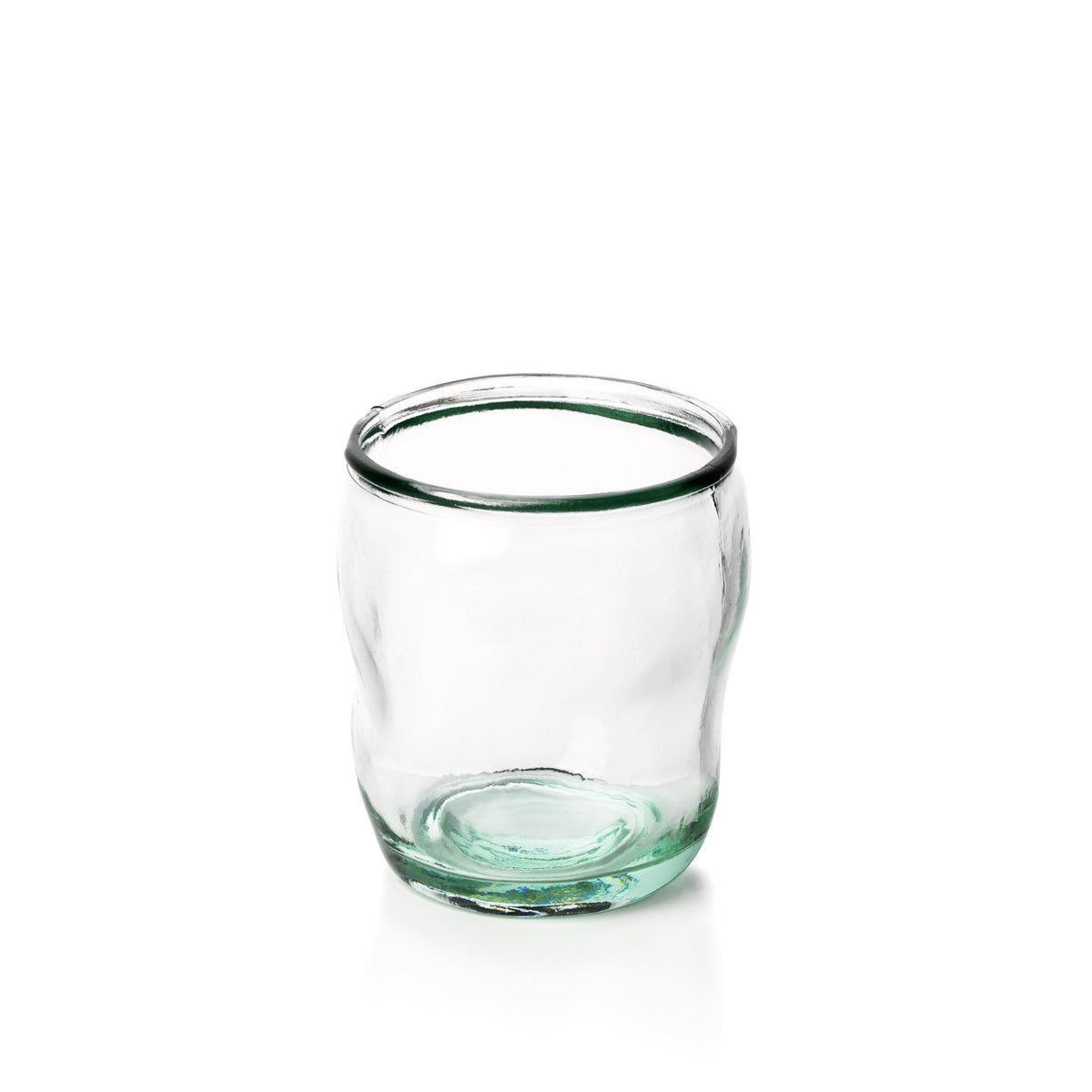 Verre cylindrique bleu en verre recyclé – H10,5 cm