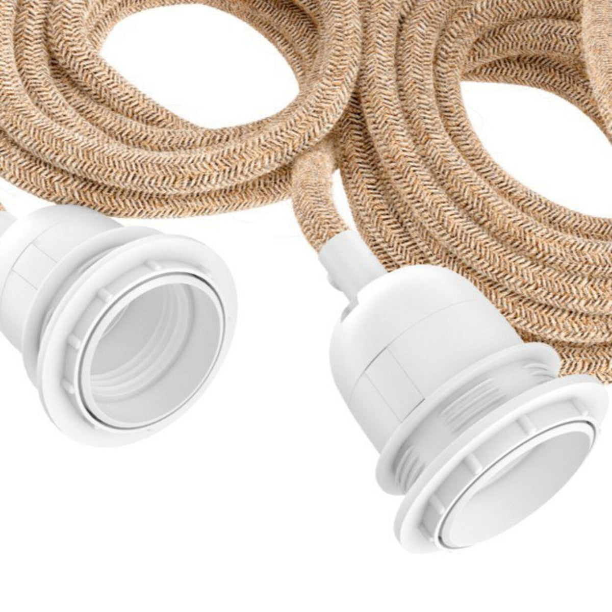 Plafonnier suspension en textile et base blanche pour 3 ampoules – 250 cm