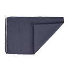 Nappe en lin bleu marine à franges artisanales – 150x300 cm