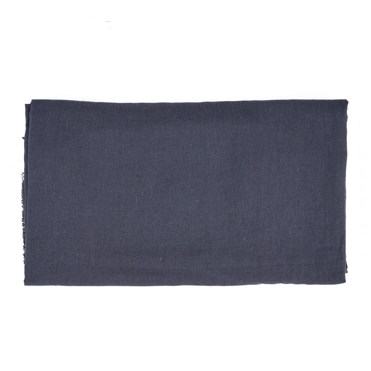 Nappe en lin bleu marine à franges artisanales – 150x300 cm